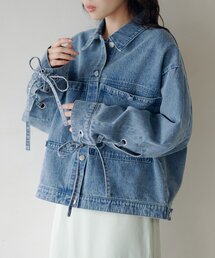 Kastane | 【リボン取り外し可/SETUP対応】デニムリボンジャケット(デニムジャケット)