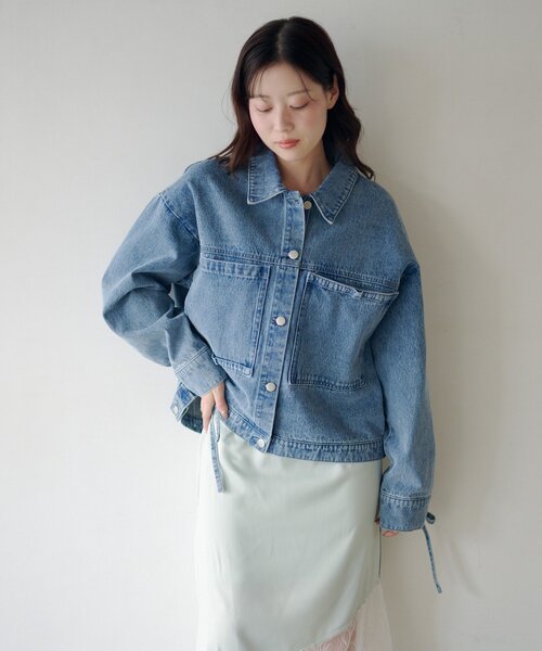 Kastane（カスタネ）の「【リボン取り外し可/SETUP対応】デニムリボンジャケット（デニムジャケット・レディース・ブラック/ブルー/アイボリー・FREE）」の7枚目の写真