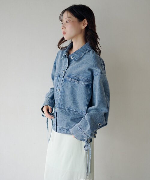 Kastane（カスタネ）の「【リボン取り外し可/SETUP対応】デニムリボンジャケット（デニムジャケット・レディース・ブラック/ブルー/アイボリー・FREE）」の8枚目の写真