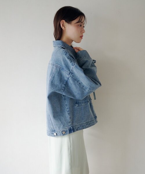 Kastane（カスタネ）の「【リボン取り外し可/SETUP対応】デニムリボンジャケット（デニムジャケット・レディース・ブラック/ブルー/アイボリー・FREE）」の9枚目の写真