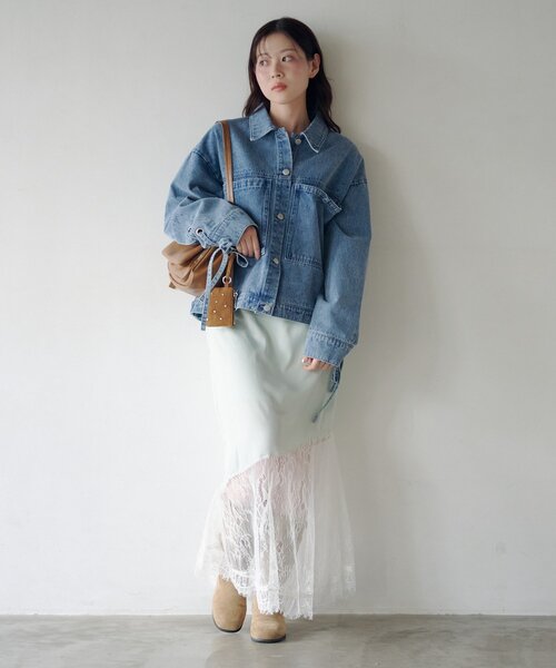 Kastane（カスタネ）の「【リボン取り外し可/SETUP対応】デニムリボンジャケット（デニムジャケット・レディース・ブラック/ブルー/アイボリー・FREE）」の10枚目の写真