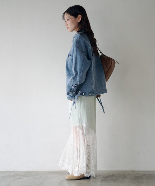 Kastane（カスタネ）の「【リボン取り外し可/SETUP対応】デニムリボンジャケット（デニムジャケット・レディース・ブラック/ブルー/アイボリー・FREE）」の11枚目の写真