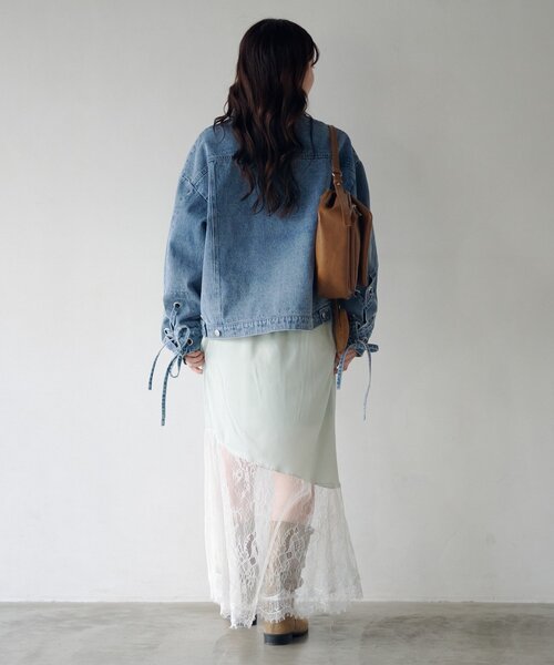 Kastane（カスタネ）の「【リボン取り外し可/SETUP対応】デニムリボンジャケット（デニムジャケット・レディース・ブラック/ブルー/アイボリー・FREE）」の12枚目の写真