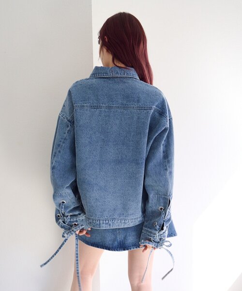 Kastane（カスタネ）の「【リボン取り外し可/SETUP対応】デニムリボンジャケット（デニムジャケット・レディース・ブラック/ブルー/アイボリー・FREE）」の16枚目の写真