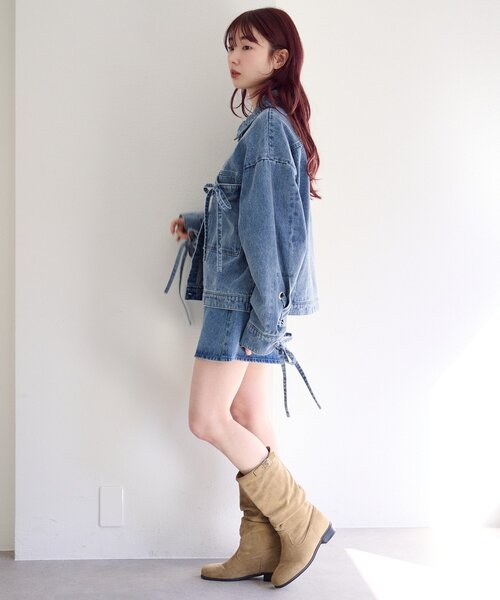 Kastane（カスタネ）の「【リボン取り外し可/SETUP対応】デニムリボンジャケット（デニムジャケット・レディース・ブラック/ブルー/アイボリー・FREE）」の17枚目の写真