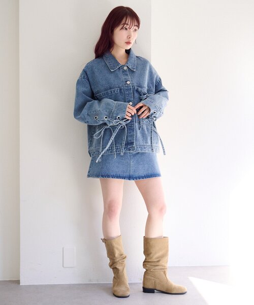 Kastane（カスタネ）の「【リボン取り外し可/SETUP対応】デニムリボンジャケット（デニムジャケット・レディース・ブラック/ブルー/アイボリー・FREE）」の18枚目の写真