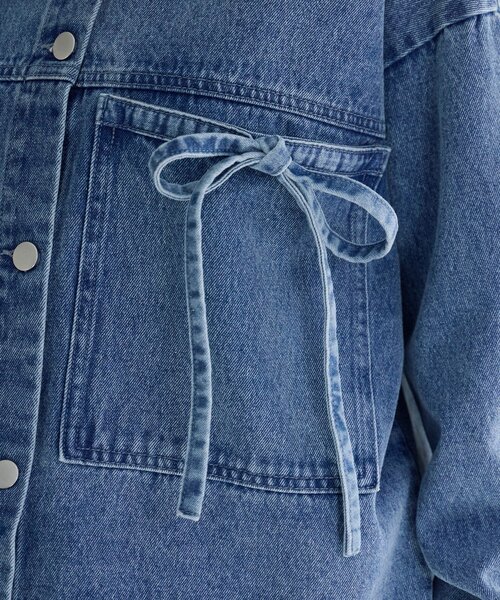 Kastane（カスタネ）の「【リボン取り外し可/SETUP対応】デニムリボンジャケット（デニムジャケット・レディース・ブラック/ブルー/アイボリー・FREE）」の21枚目の写真