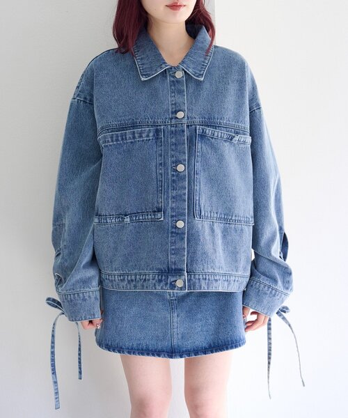 Kastane（カスタネ）の「【リボン取り外し可/SETUP対応】デニムリボンジャケット（デニムジャケット・レディース・ブラック/ブルー/アイボリー・FREE）」の6枚目の写真