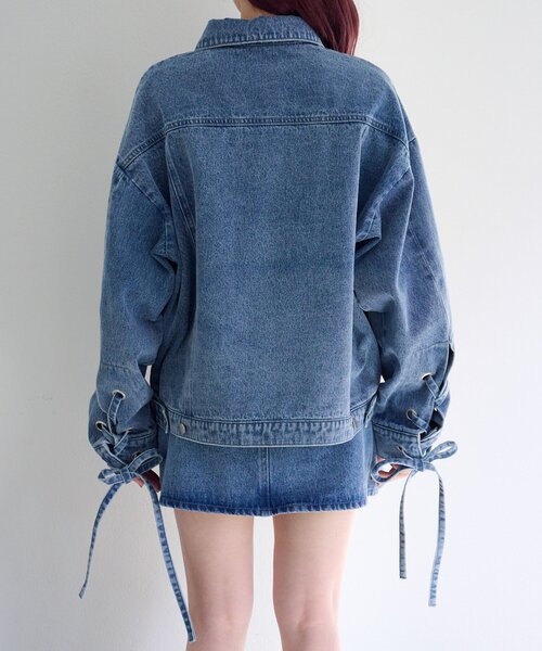 Kastane（カスタネ）の「【リボン取り外し可/SETUP対応】デニムリボンジャケット（デニムジャケット・レディース・ブラック/ブルー/アイボリー・FREE）」の9枚目の写真
