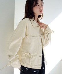 Kastane（カスタネ）の「【リボン取り外し可/SETUP対応】デニムリボンジャケット（デニムジャケット）」