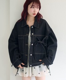 Kastane（カスタネ）の「【リボン取り外し可/SETUP対応】デニムリボンジャケット（デニムジャケット）」