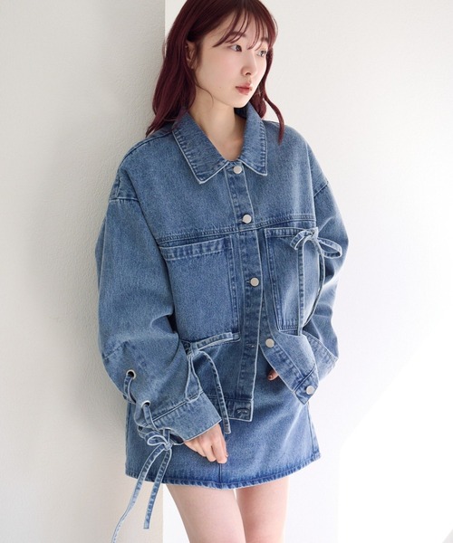 Kastane（カスタネ）の「【リボン取り外し可/SETUP対応】デニムリボンジャケット（デニムジャケット・レディース・ブラック/ブルー/アイボリー・FREE）」の11枚目の写真