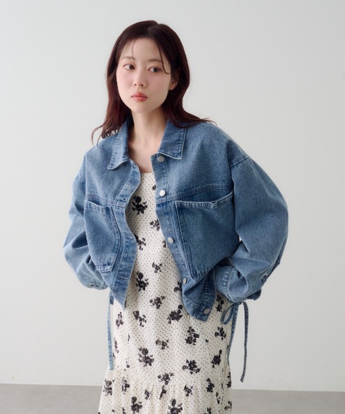Kastane（カスタネ）の「【リボン取り外し可/SETUP対応】デニムリボンジャケット（デニムジャケット・レディース・ブラック/ブルー/アイボリー・FREE）」の10枚目の写真