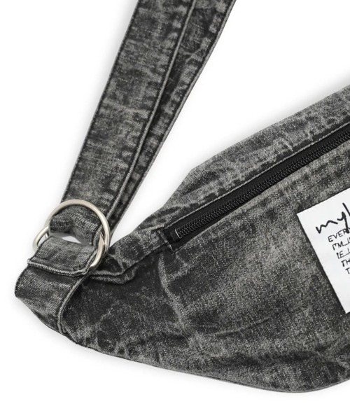 my beautiful landlet（マイビューティフルランドレット）の「【my beautiful landlet】 PIGMENT PRINT WASHED DENIM ZIP POUCH - black（ボディバッグ/ウエストポーチ・メンズ・ブラック・FREE）」の9枚目の写真