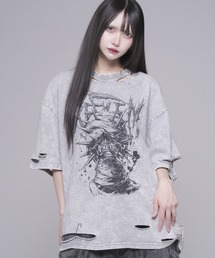 REFLEM（レフレム）の「『REFLEM/レフレム』安ピン付きダメージTシャツ/ハーフスリーブカットソー（Tシャツ/カットソー）」