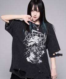 REFLEM（レフレム）の「『REFLEM/レフレム』安ピン付きダメージTシャツ/ハーフスリーブカットソー（Tシャツ/カットソー）」