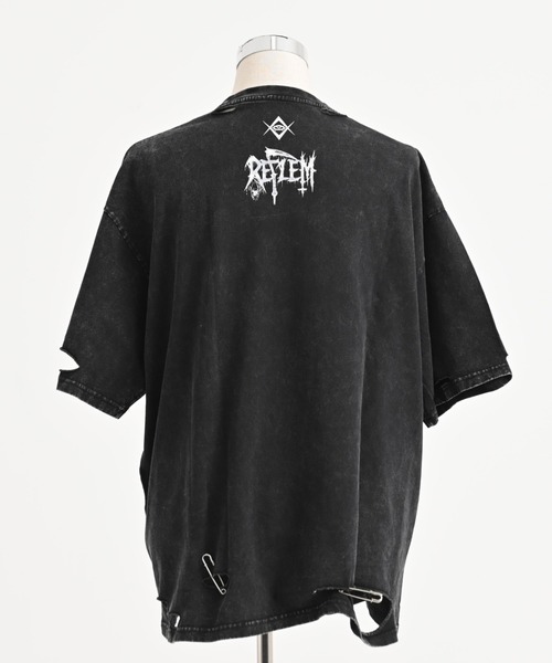 REFLEM(レフレム)の「『REFLEM/レフレム』安ピン付きダメージTシャツ/ハーフスリーブカットソー(Tシャツ/カットソー・レディース・ブラック/ライトグレー・FREE)」の20枚目の写真