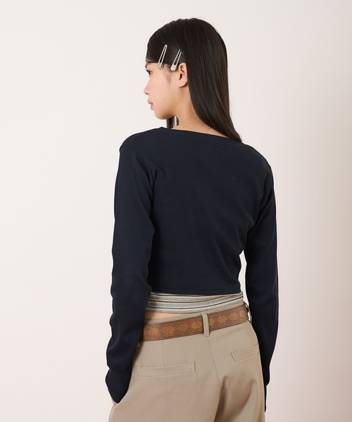 hazyl（ヘイジル）の「layered henry tops/レイヤードヘンリートップス（Tシャツ/カットソー・レディース・ネイビー/ライトブルー・フリー）」の22枚目の写真
