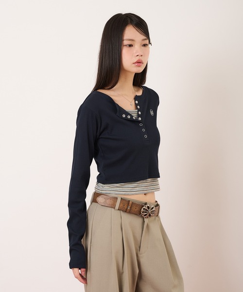 layered henry tops/レイヤードヘンリートップス（Tシャツ/カットソー