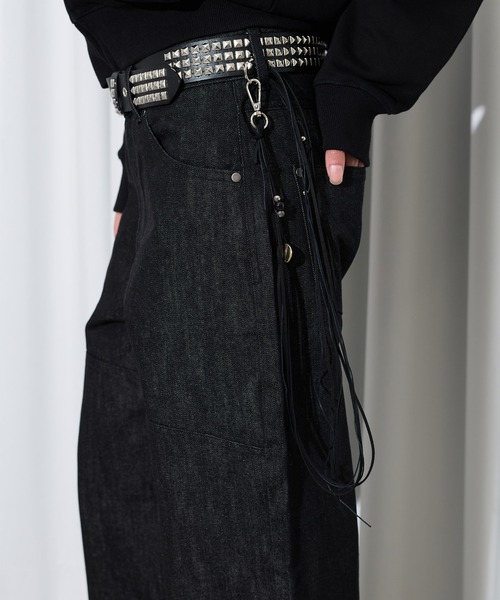 FTW（エフティダブリュー）の「【UNISEX】DOUBLE KNEE RIGID BELT PANTS（デニムパンツ・レディース・ストライプ/インディゴブルー/ブラック・SMALL/LARGE/MEDIUM）」の7枚目の写真