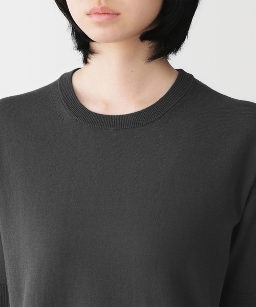 無印良品(ムジルシリョウヒン)の「婦人 UVカット強撚コットン五分袖セーター(ニット/セーター・レディース・ダークグレー/サンドベージュ/ライトグリーン/ブラック・S/M/L/XL)」の5枚目の写真