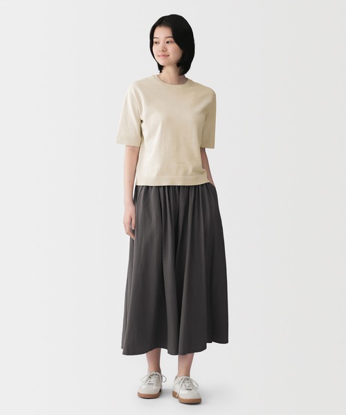 無印良品(ムジルシリョウヒン)の「婦人 UVカット強撚コットン五分袖セーター(ニット/セーター・レディース・ダークグレー/サンドベージュ/ライトグリーン/ブラック・S/M/L/XL)」の14枚目の写真