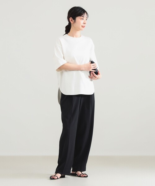 Demi-Luxe BEAMS（デミルクス ビームス）の「コットン バウンシー Tシャツ（Tシャツ/カットソー・レディース・グレー/ホワイト・ONE SIZE）」の4枚目の写真
