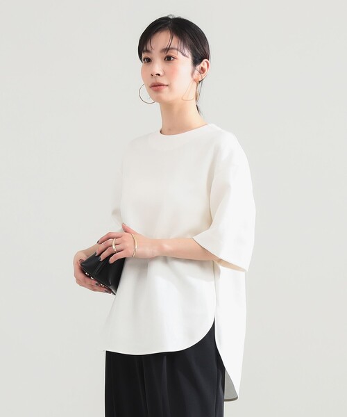 Demi-Luxe BEAMS（デミルクス ビームス）の「コットン バウンシー Tシャツ（Tシャツ/カットソー・レディース・グレー/ホワイト・ONE SIZE）」の7枚目の写真