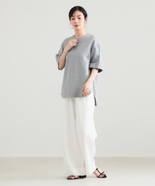 Demi-Luxe BEAMS（デミルクス ビームス）の「コットン バウンシー Tシャツ（Tシャツ/カットソー・レディース・グレー/ホワイト・ONE SIZE）」の9枚目の写真