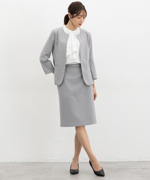 Honeys(ハニーズ)の「【ストレッチ・ウォッシャブル・イージーケア・接触冷感】8分袖ノーカラージャケット(ノーカラージャケット・レディース・杢グレー/ライトグレー系/ネイビー/ブラック/ベージュ・LL/3L/S/M/L)」の20枚目の写真