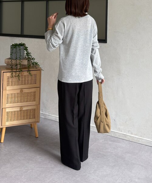 Thevon(ゼボン)の「襟付きシャリニットカーディガン(カーディガン/ボレロ・レディース・ピンク/ネイビー/ベージュ/グレー・FREE)」の5枚目の写真