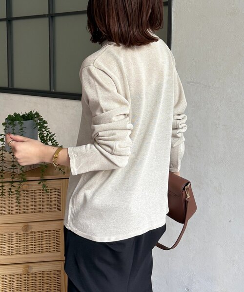 Thevon(ゼボン)の「襟付きシャリニットカーディガン(カーディガン/ボレロ・レディース・ピンク/ネイビー/ベージュ/グレー・FREE)」の10枚目の写真