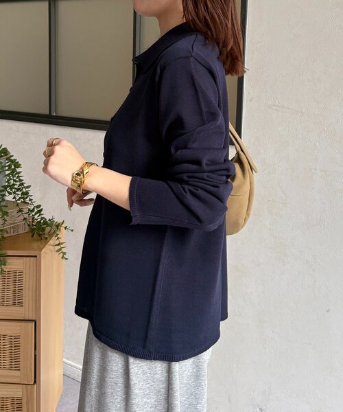 Thevon(ゼボン)の「襟付きシャリニットカーディガン(カーディガン/ボレロ・レディース・ピンク/ネイビー/ベージュ/グレー・FREE)」の17枚目の写真