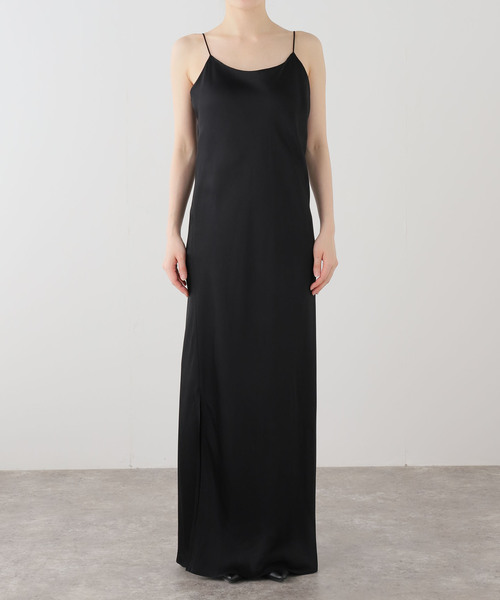 AP STUDIO（エーピーストゥディオ）の「サテンキャミソールドレス（ワンピース・レディース・ブラック/チョコ・36/38）」の15枚目の写真
