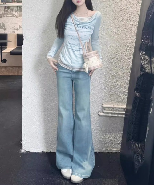 Miniministore（ミニミニストア）の「ドレープネックトップスレイヤード風ロゴT（Tシャツ/カットソー・レディース・ダークグレー/ライトブルー・FREE）」の21枚目の写真