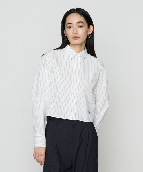 COMME CA(コムサ)の「〔 TALLサイズ 〕 ストライプタイプライター/バルキーオックスフォード シャツ(シャツ/ブラウス・レディース・ホワイト/ブルー・15号)」の9枚目の写真