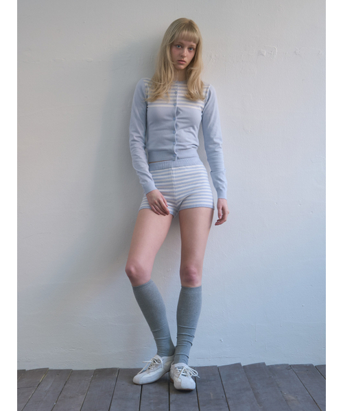 Kijun(キジュン)の「Stripe Knit Shorts Sky Blue(その他パンツ・レディース・その他・SMALL/MEDIUM)」の4枚目の写真
