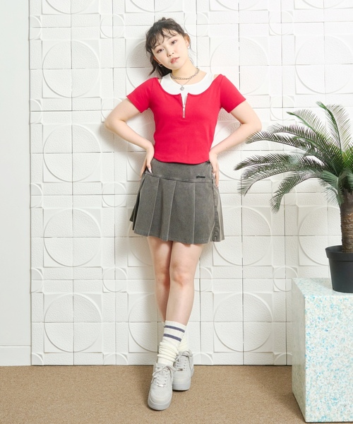 LOVETOXIC（ラブトキシック）の「デニムライクカットプリーツスカート（スカート・キッズ・ブルー/グレー・130cm/L:160cm/S:140cm/M:150cm）」の3枚目の写真