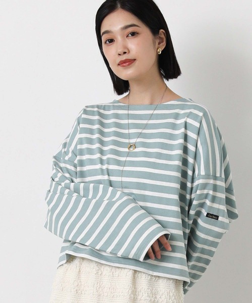 Le Minor（ルミノア）の「ルミノアボーダーショートカットソー（Tシャツ/カットソー・レディース・ブルー系/ブラック×ホワイト/ベージュ系・FREE）」の3枚目の写真