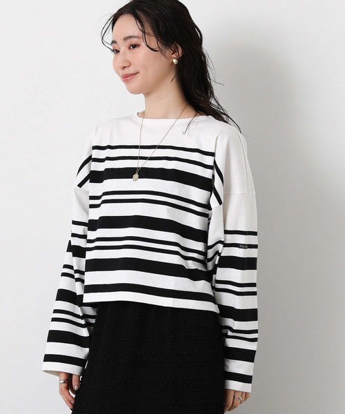 Le Minor（ルミノア）の「ルミノアボーダーショートカットソー（Tシャツ/カットソー・レディース・ブルー系/ブラック×ホワイト/ベージュ系・FREE）」の17枚目の写真