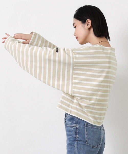 Le Minor（ルミノア）の「ルミノアボーダーショートカットソー（Tシャツ/カットソー・レディース・ブルー系/ブラック×ホワイト/ベージュ系・FREE）」の19枚目の写真