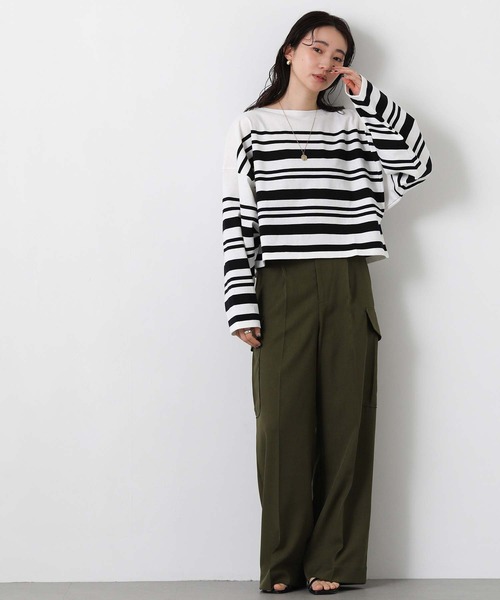 Le Minor（ルミノア）の「ルミノアボーダーショートカットソー（Tシャツ/カットソー・レディース・ブルー系/ブラック×ホワイト/ベージュ系・FREE）」の7枚目の写真