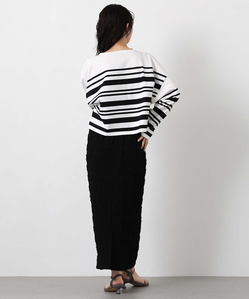 Le Minor（ルミノア）の「ルミノアボーダーショートカットソー（Tシャツ/カットソー・レディース・ブルー系/ブラック×ホワイト/ベージュ系・FREE）」の12枚目の写真