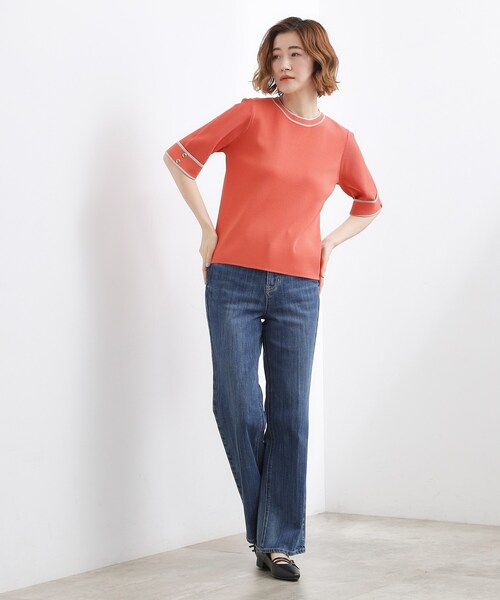 grove（グローブ）の「【貴島明日香さん着用】やわらかドライタッチ 袖メッシュ編みニット（ニット/セーター・レディース・グレー/ネイビー/レッド系/ブラック系4/オフホワイト・03/02/01/05/04）」の18枚目の写真