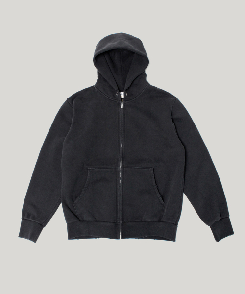 RUSTICCLUB(ラスティッククラブ)の「VINTAGE DISTRESSED HEAVY SWEAT ZIP HOODIE_BLACK(パーカー・レディース・その他・MEDIUM/LARGE)」の1枚目の写真