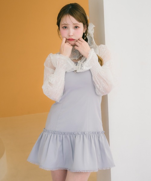 couture BY ROJITA（クチュールバイロジータ）の「レースボレロ×キャミワンピース（ワンピース・レディース・ブラック/パープル/ピンク・FREE）」の4枚目の写真