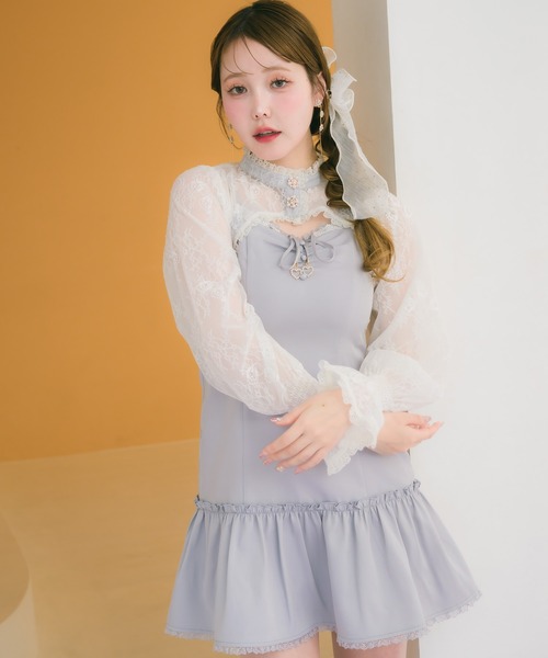 couture BY ROJITA（クチュールバイロジータ）の「レースボレロ×キャミワンピース（ワンピース・レディース・ブラック/パープル/ピンク・FREE）」の5枚目の写真