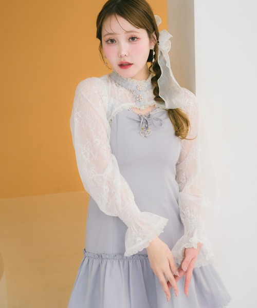 couture BY ROJITA（クチュールバイロジータ）の「レースボレロ×キャミワンピース（ワンピース・レディース・ブラック/パープル/ピンク・FREE）」の6枚目の写真