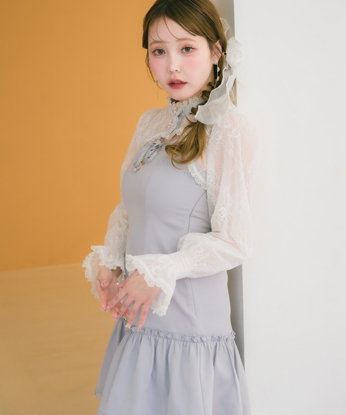 couture BY ROJITA（クチュールバイロジータ）の「レースボレロ×キャミワンピース（ワンピース・レディース・ブラック/パープル/ピンク・FREE）」の7枚目の写真