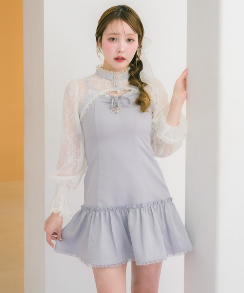 couture BY ROJITA（クチュールバイロジータ）の「レースボレロ×キャミワンピース（ワンピース・レディース・ブラック/パープル/ピンク・FREE）」の9枚目の写真
